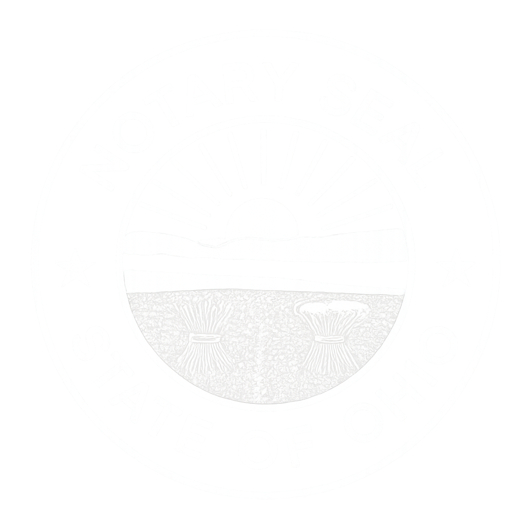 State of Ohio notary public logo Clear round disc with a semi-transparent bottom and a smooth surface.